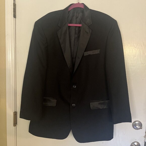 Men's Tuxedo Jacket Sz 54 Satin Collar&pockets 2 Button - Picture 1 of 12